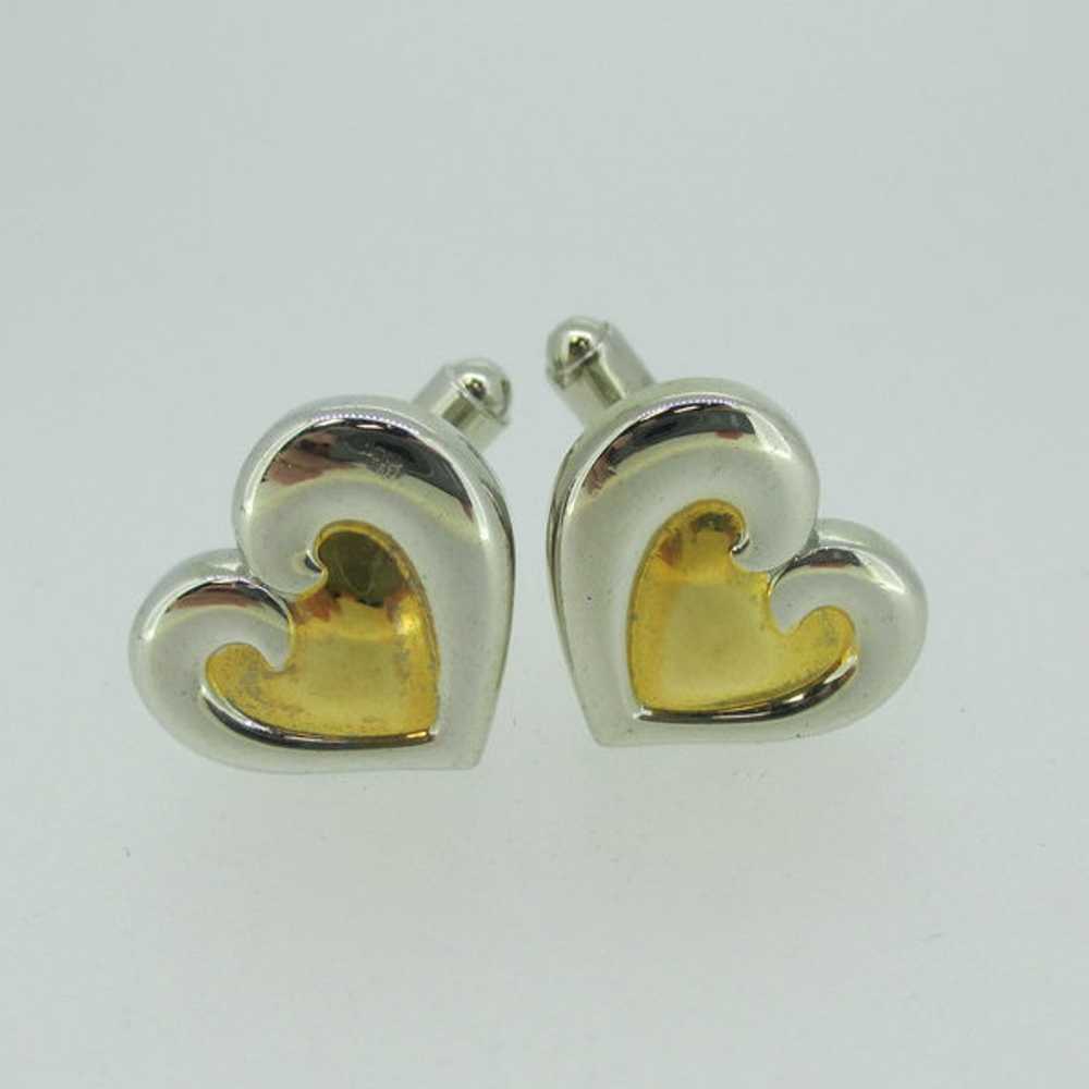 Silver and Gold Tone Heart Shaped Cufflinks - image 2