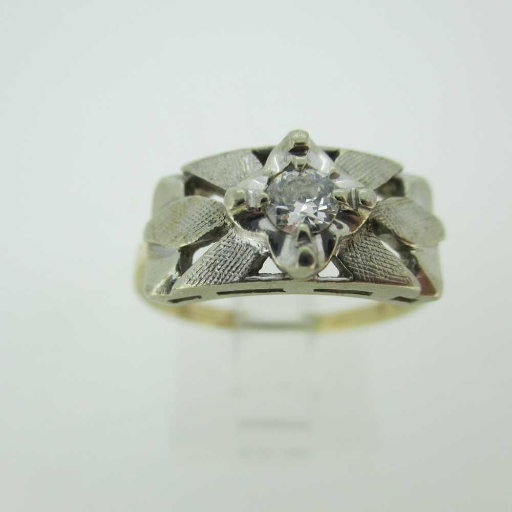 Vintage 10k Yellow Gold Approx .15ct Round Brilli… - image 1