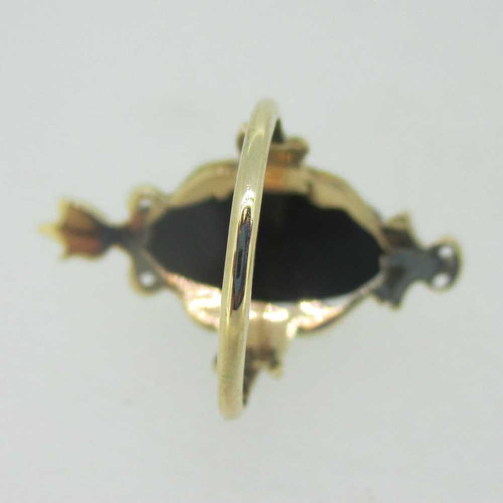 Vintage 14K Yellow Gold Cameo on Black Onyx Ring … - image 4