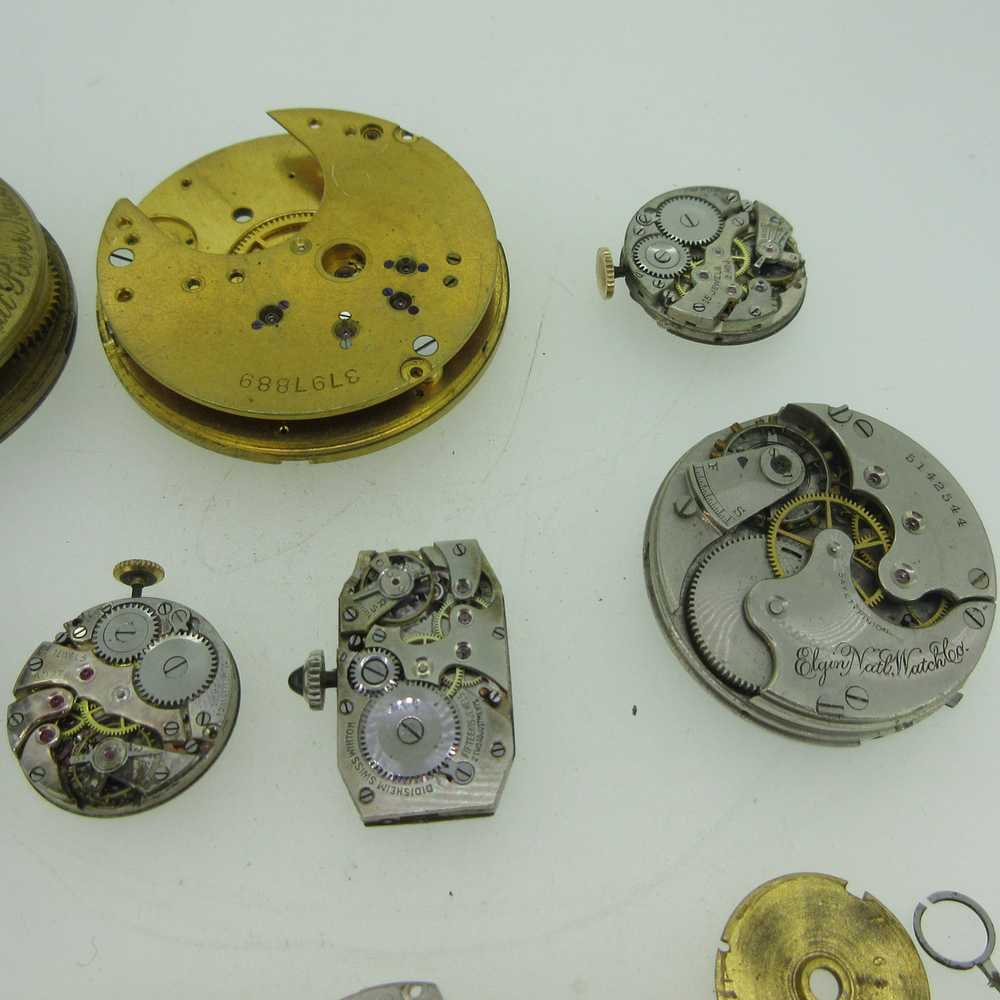 Lot of Antique Swiss and U.S.A. Pocket Watch Move… - image 10