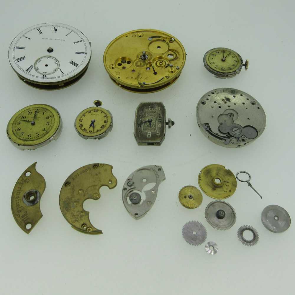 Lot of Antique Swiss and U.S.A. Pocket Watch Move… - image 1