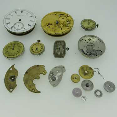 Lot of Antique Swiss and U.S.A. Pocket Watch Move… - image 1