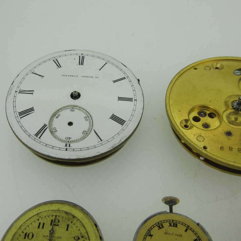 Lot of Antique Swiss and U.S.A. Pocket Watch Move… - image 4