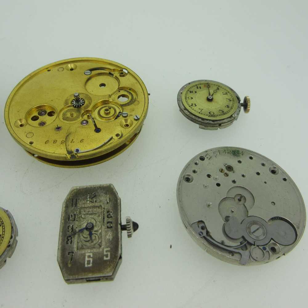 Lot of Antique Swiss and U.S.A. Pocket Watch Move… - image 5