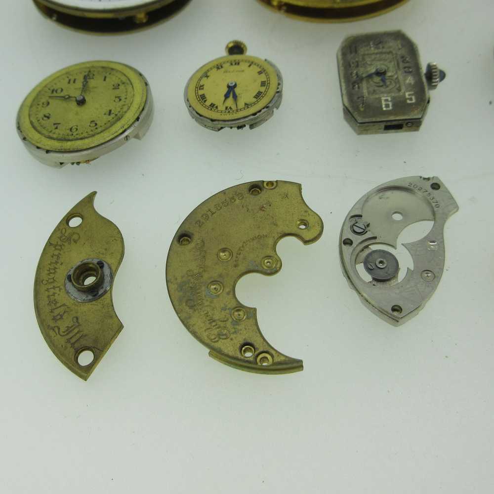 Lot of Antique Swiss and U.S.A. Pocket Watch Move… - image 7