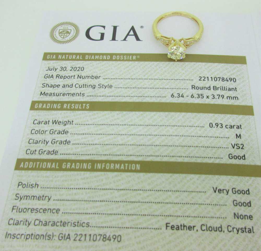 18k Yellow Gold GIA Certified .93ct Round Brillia… - image 11