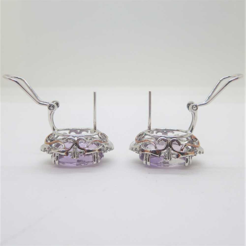 14k White Gold Light Purple Amethyst Diamond Acce… - image 3