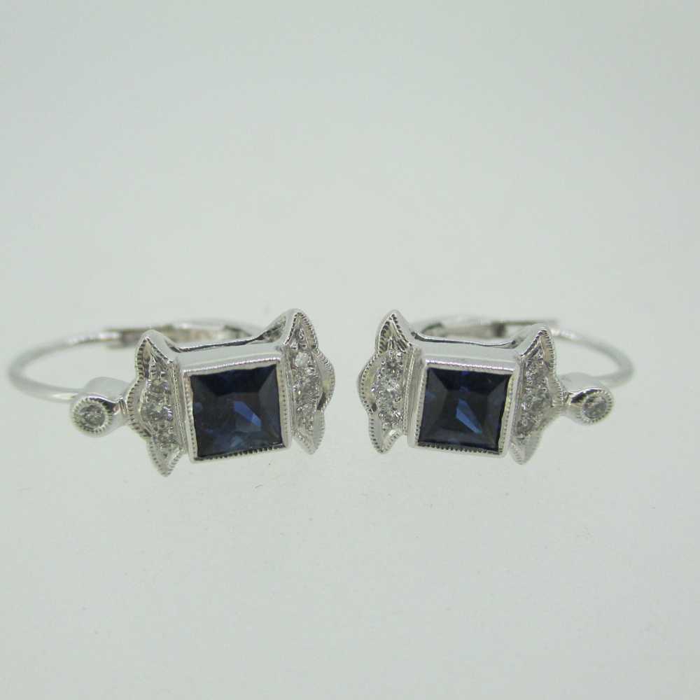 14k White Gold .99ct TW Sapphire Dangle Earrings - image 1