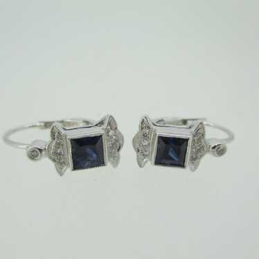 14k White Gold .99ct TW Sapphire Dangle Earrings