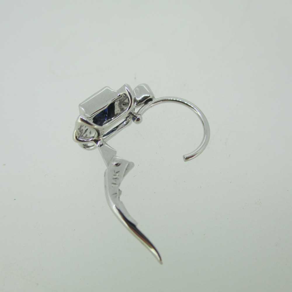 14k White Gold .99ct TW Sapphire Dangle Earrings - image 2