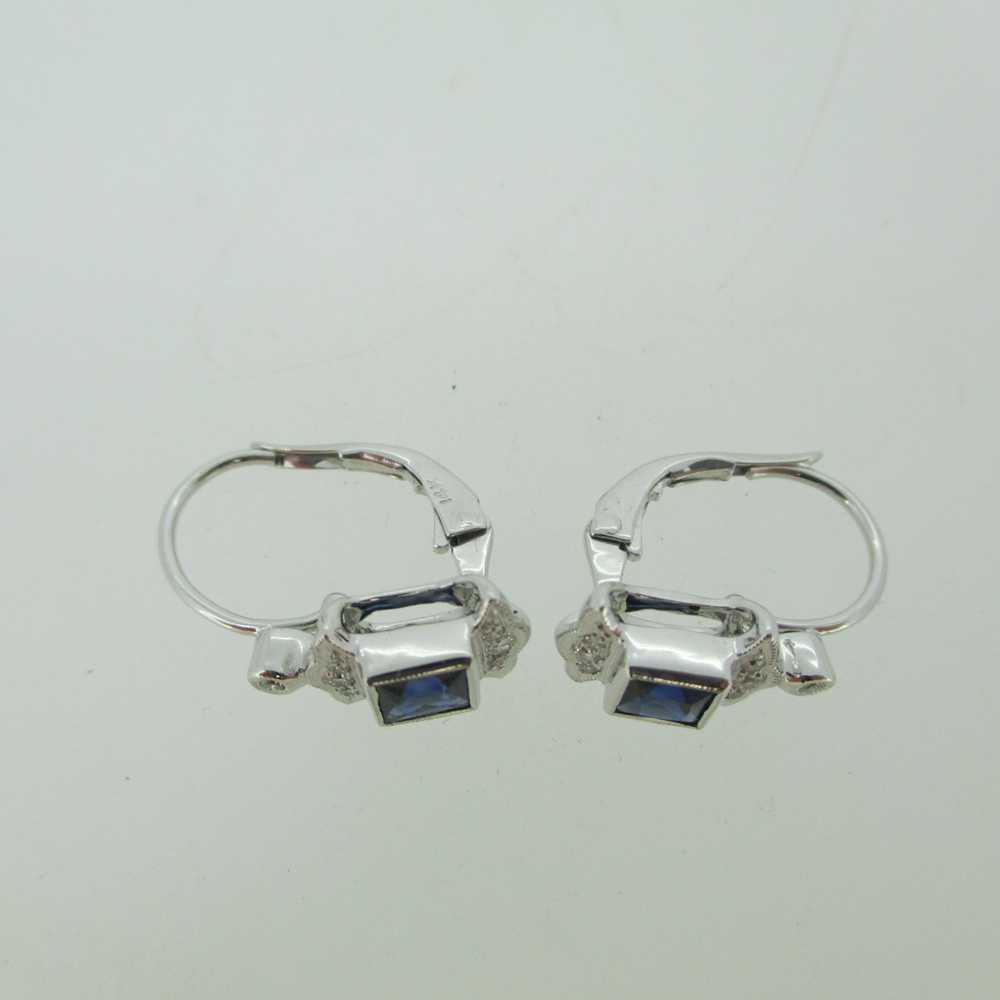 14k White Gold .99ct TW Sapphire Dangle Earrings - image 3