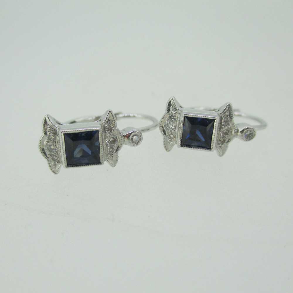 14k White Gold .99ct TW Sapphire Dangle Earrings - image 5