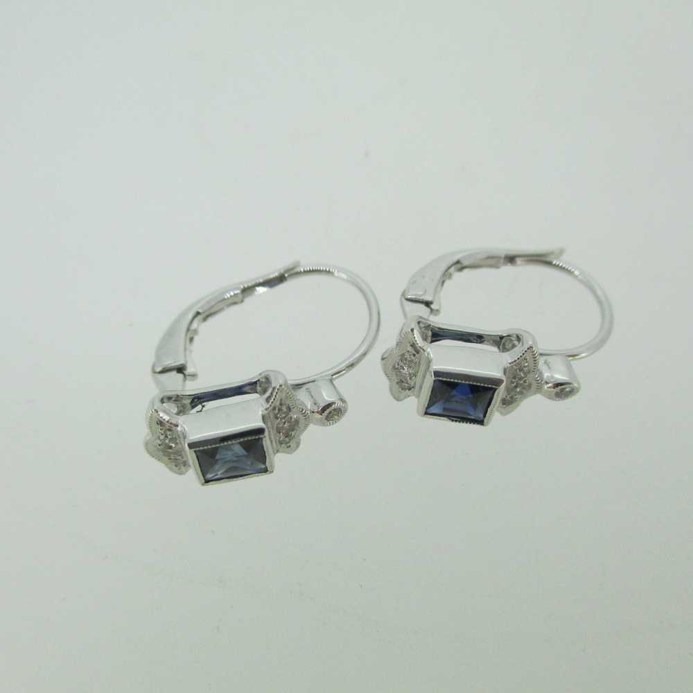 14k White Gold .99ct TW Sapphire Dangle Earrings - image 6