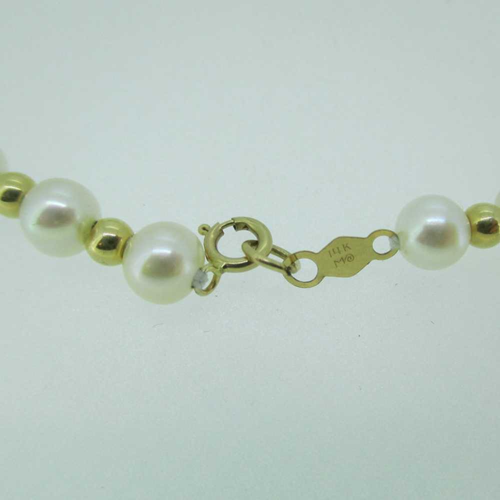 14k Yellow Gold Pearl Necklace Bracelet Set - image 2