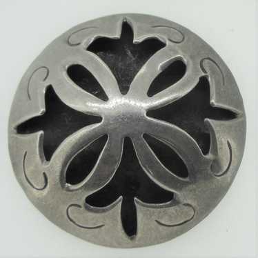 Sterling Silver Floral Design Shadow Box Brooch/P… - image 1