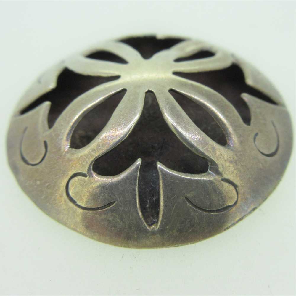 Sterling Silver Floral Design Shadow Box Brooch/P… - image 3