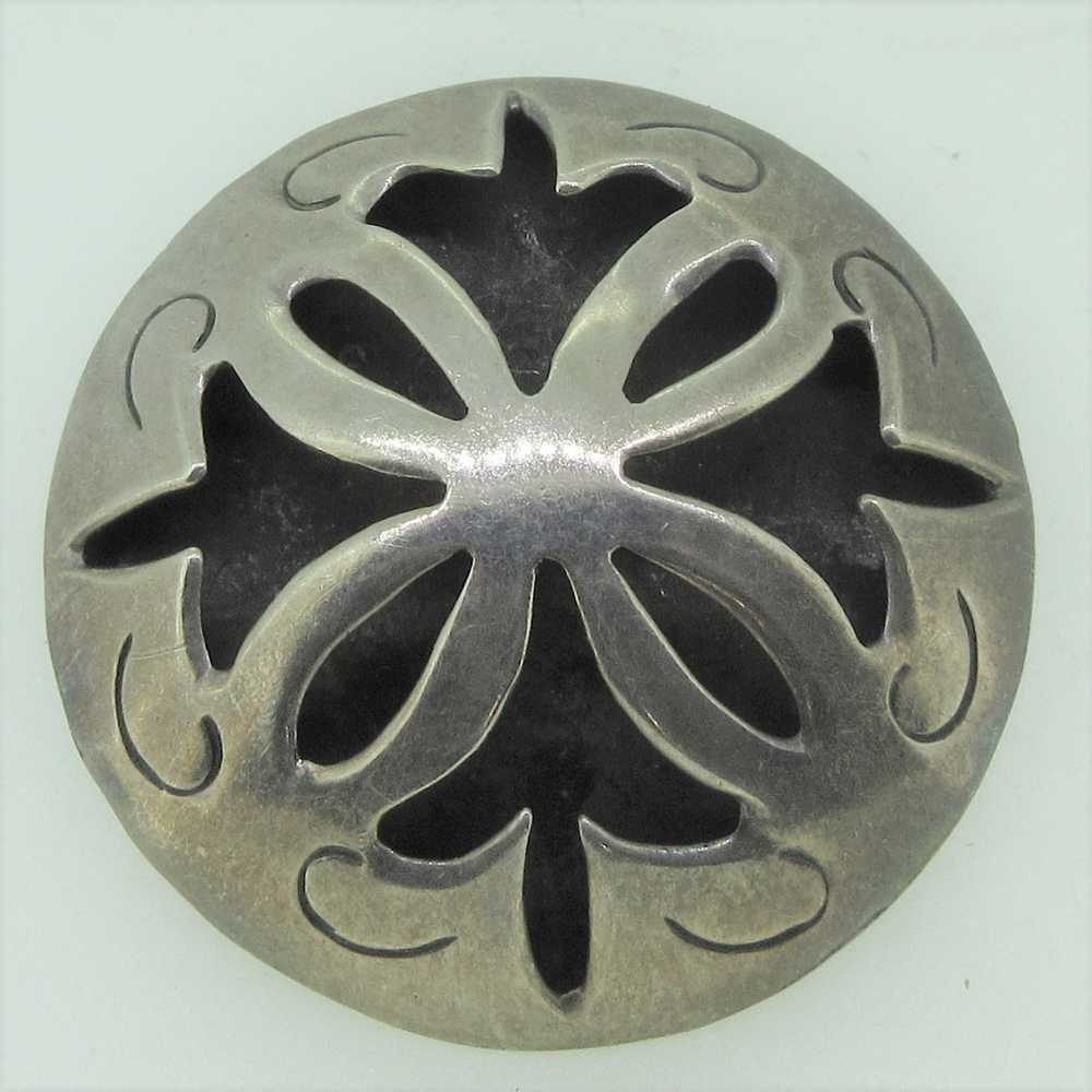 Sterling Silver Floral Design Shadow Box Brooch/P… - image 5