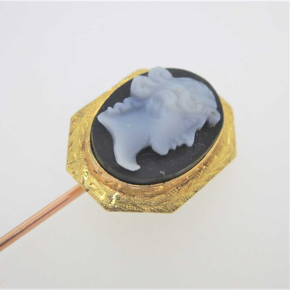 Vintage 10k Yellow & Rose Gold Cameo Stick Pin - image 2