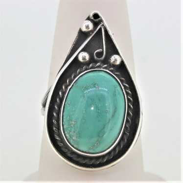 Native American Sterling Silver Spiny Oyster Teardrop newest & Turquoise Ring Size 7