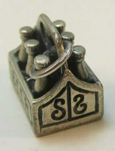 Sterling Silver 3D Six Pack Bottles of Beer Charm 