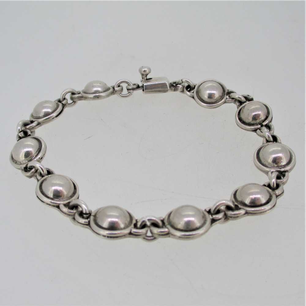 Sterling Silver Round Half Ball Design Chain Link… - image 1