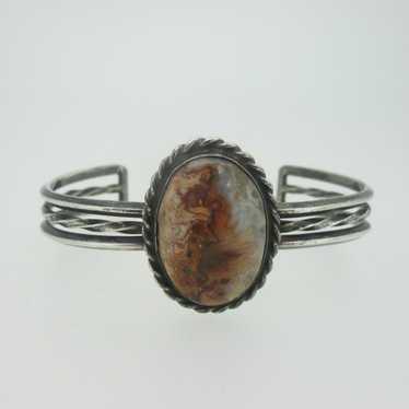 Sterling Silver Southwest Crazy Lace Agate Cuff B… - image 1