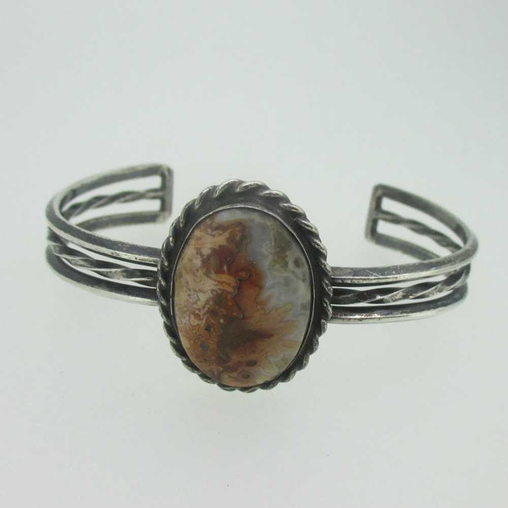 Sterling Silver Southwest Crazy Lace Agate Cuff B… - image 2