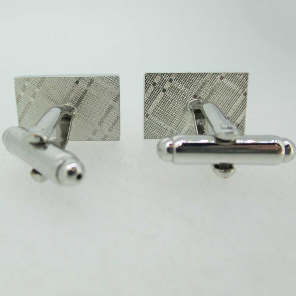 Silver Tone Mexican Flag Inlay Cufflinks - image 5