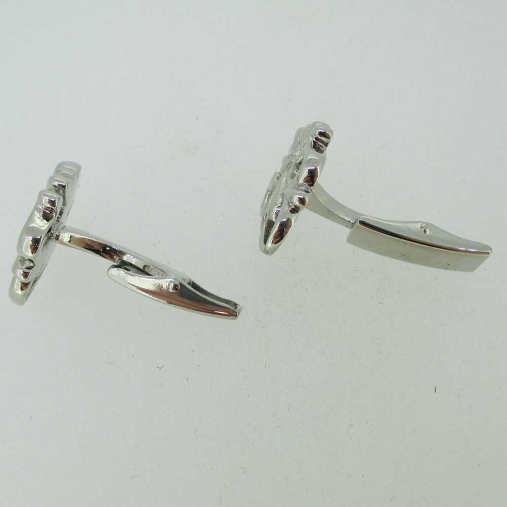 Silver Tone Fleur Dis Lis Cuff Links - image 2