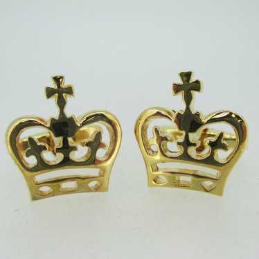 Gold Tone Crown Shaped Cuff Links - image 1