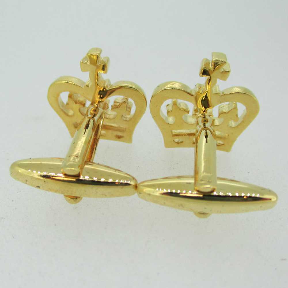 Gold Tone Crown Shaped Cuff Links - image 2