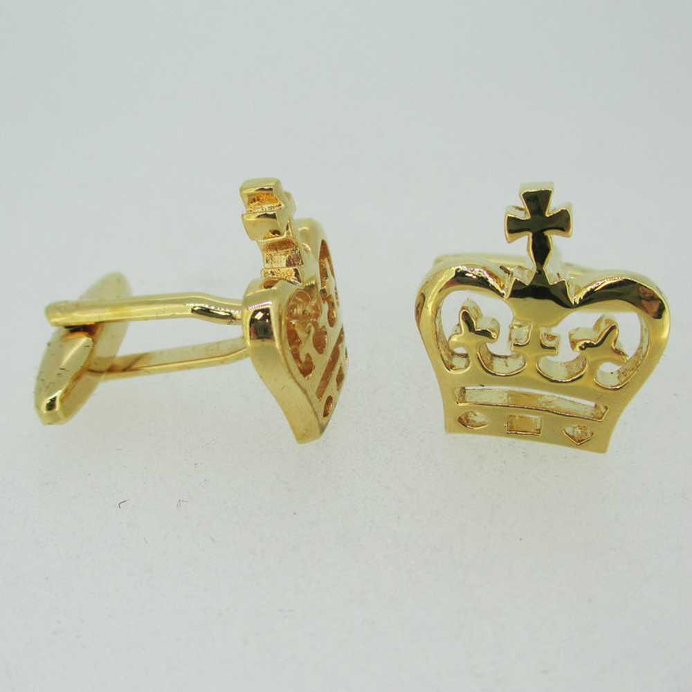 Gold Tone Crown Shaped Cuff Links - image 4
