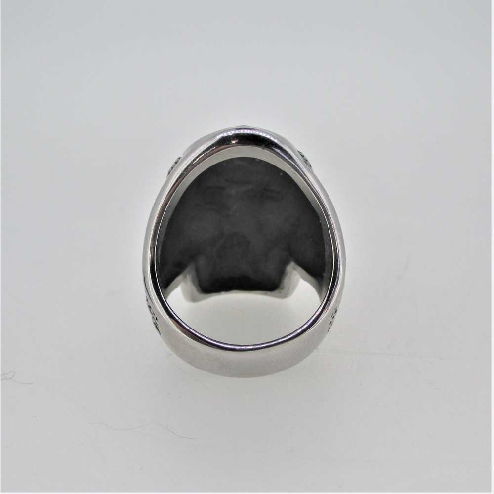 Silver Tone Freemason Skull Mens Ring Size 10 - image 4