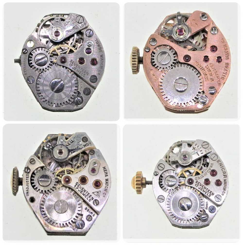 Vintage 17 jewel Swiss wristwatch movements for parts… Gem