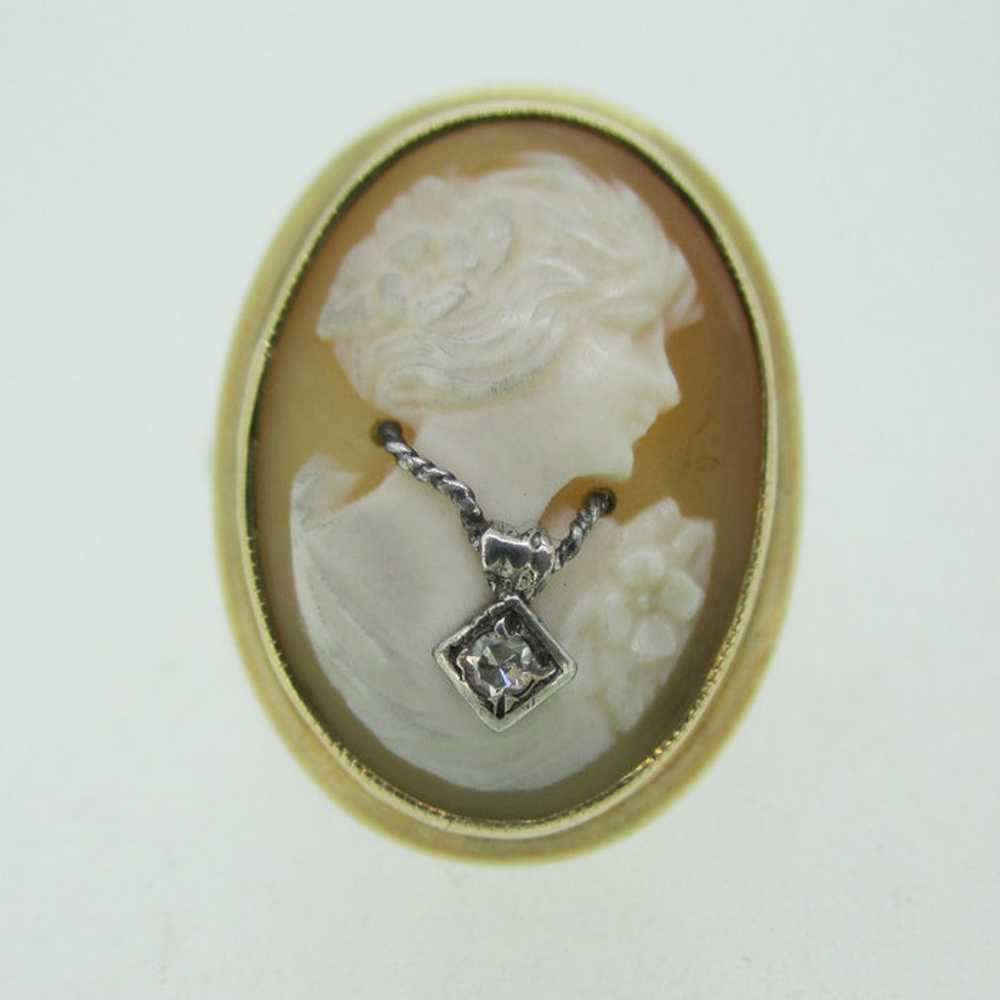 Victorian 10k Yellow Gold Cameo Portrait Ring wit… - image 4