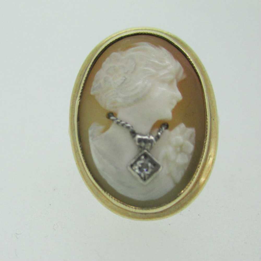 Victorian 10k Yellow Gold Cameo Portrait Ring wit… - image 5
