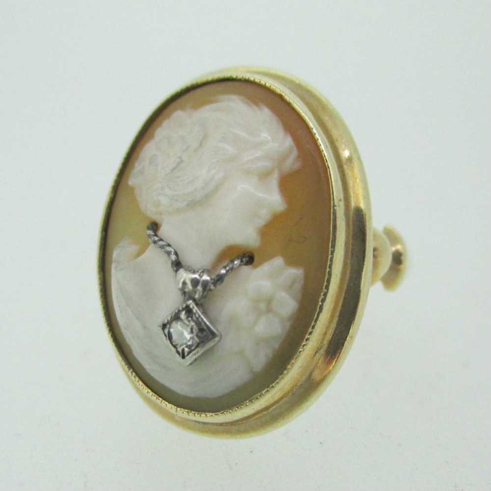 Victorian 10k Yellow Gold Cameo Portrait Ring wit… - image 9