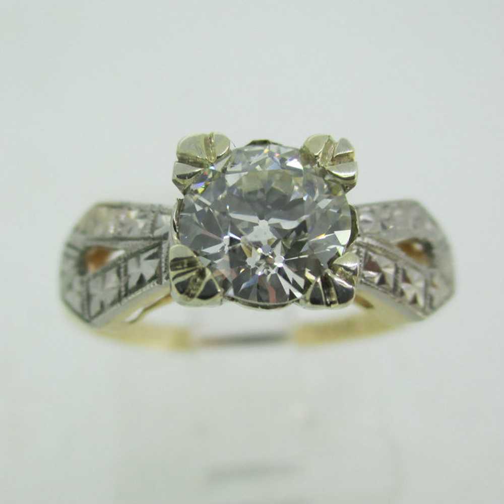 Vintage 14k Yellow Gold 1.02ct European Cut Diamo… - image 1