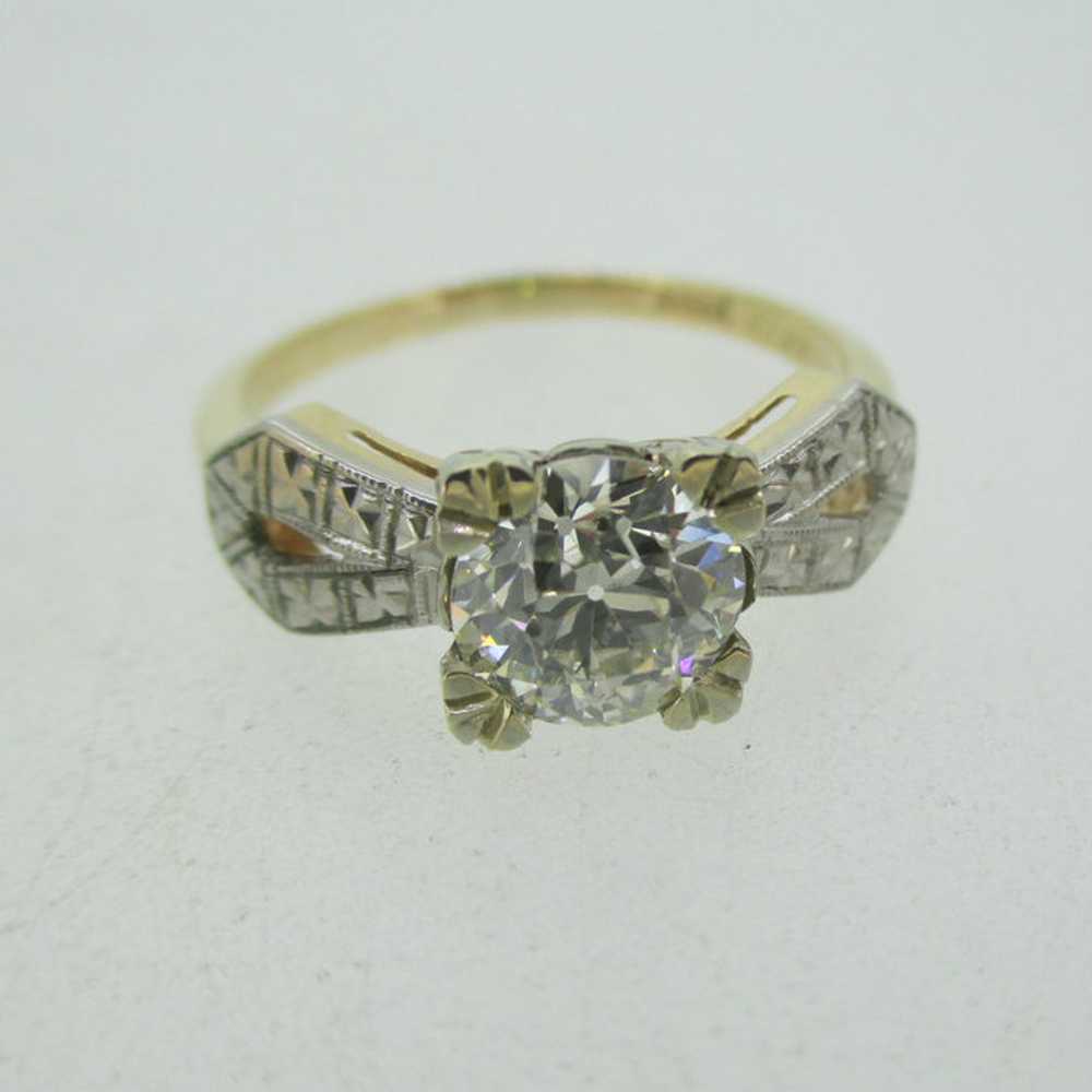 Vintage 14k Yellow Gold 1.02ct European Cut Diamo… - image 2