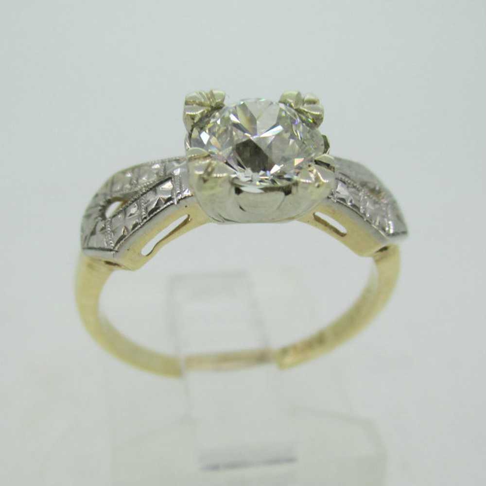 Vintage 14k Yellow Gold 1.02ct European Cut Diamo… - image 3