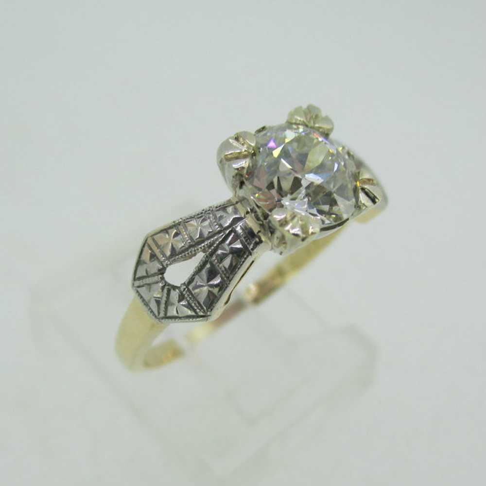 Vintage 14k Yellow Gold 1.02ct European Cut Diamo… - image 4