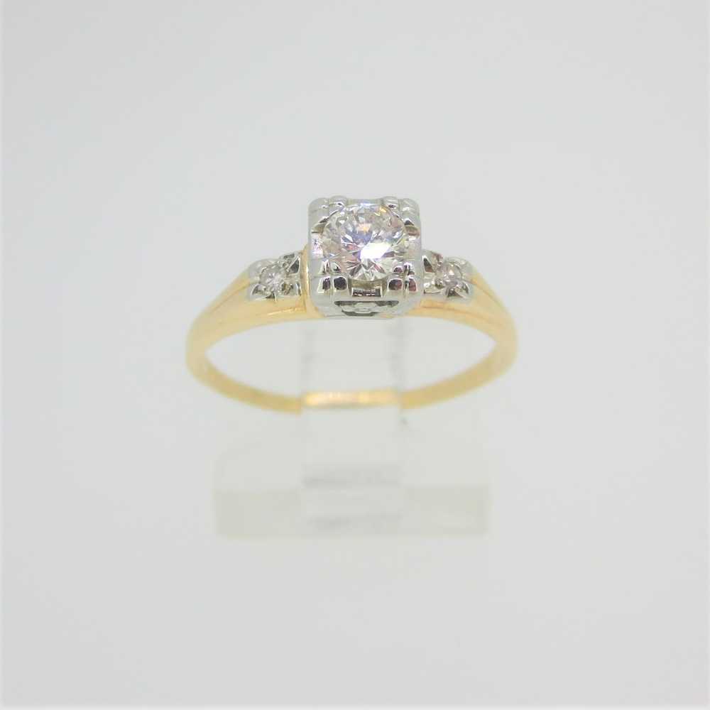 10k Yellow & White Gold Approx 1/4ct TW Diamond E… - image 1