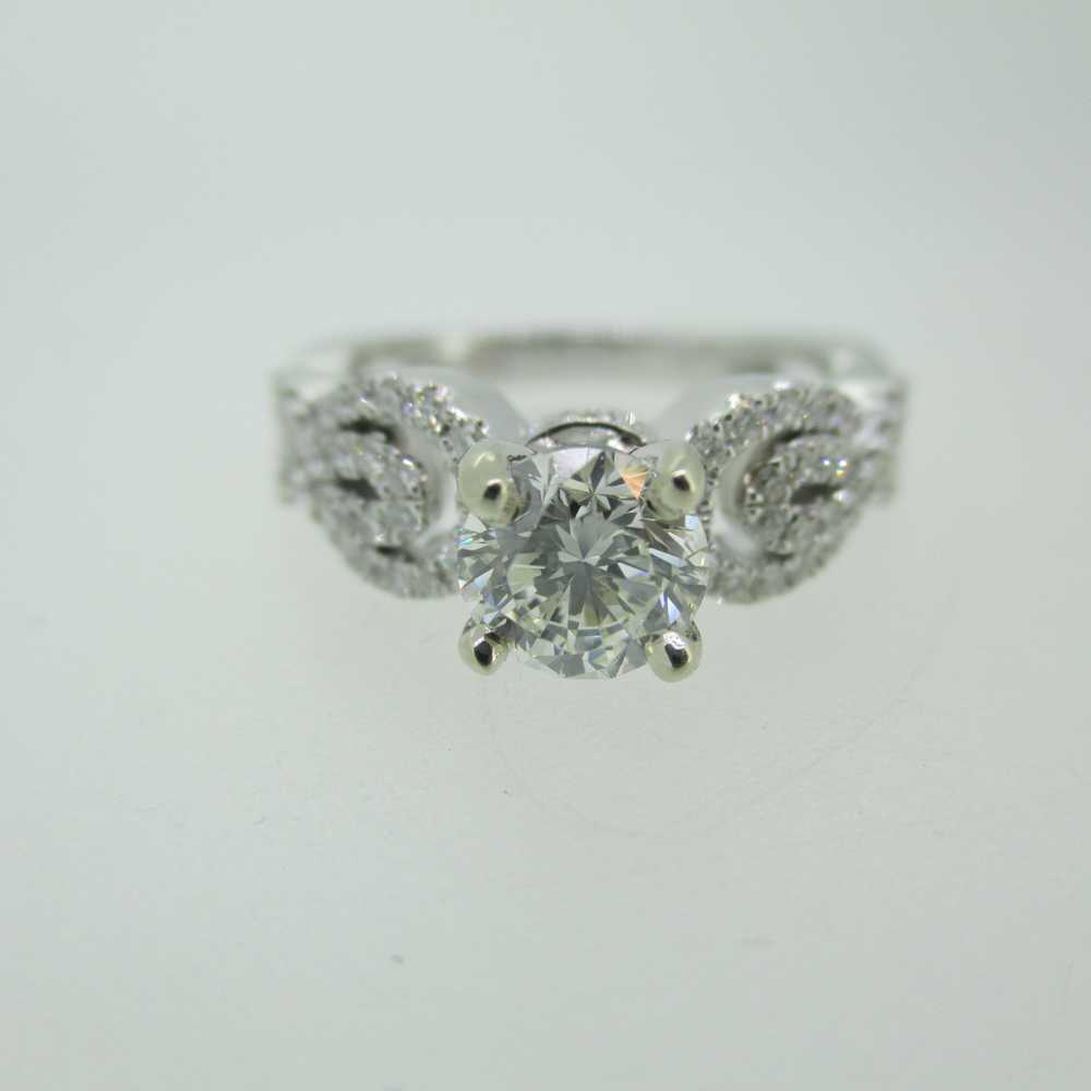 14k White Gold GIA Certified .90ct Round Brillian… - image 1