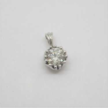 14k White Gold Approx .37ct Round Brilliant Cut Di