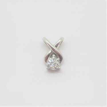 14k White Gold Approx .05ct Diamond Solitaire Pen… - image 1