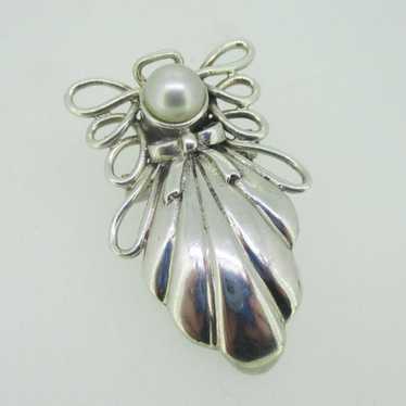 Sterling Silver Guardian Angel Pearl Pendant & Pi… - image 1
