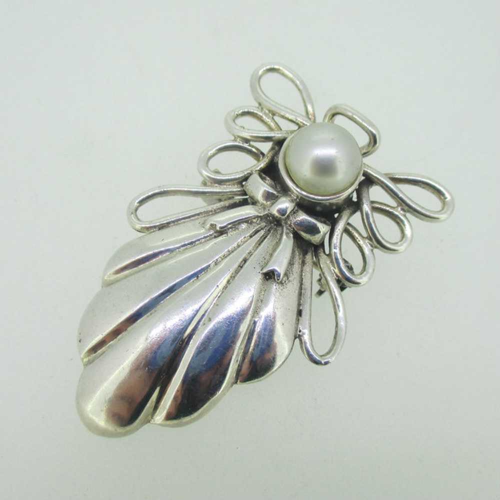 Sterling Silver Guardian Angel Pearl Pendant & Pi… - image 2