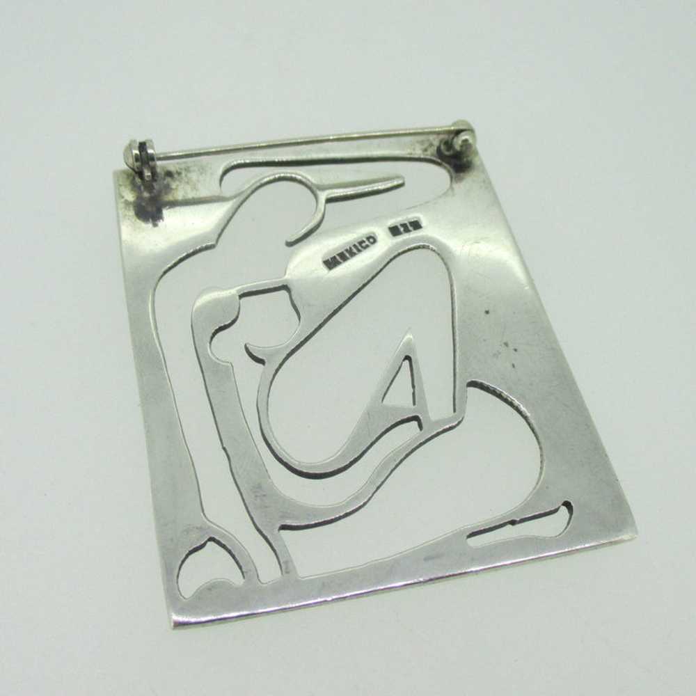 Large Sterling Silver Nude Woman Cutout Pin Brooch - image 3