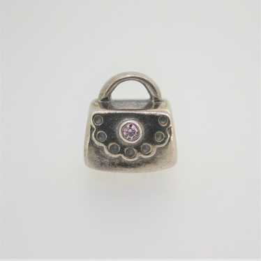 Sterling Silver Pandora Purse Bead Charm with Pin… - image 1
