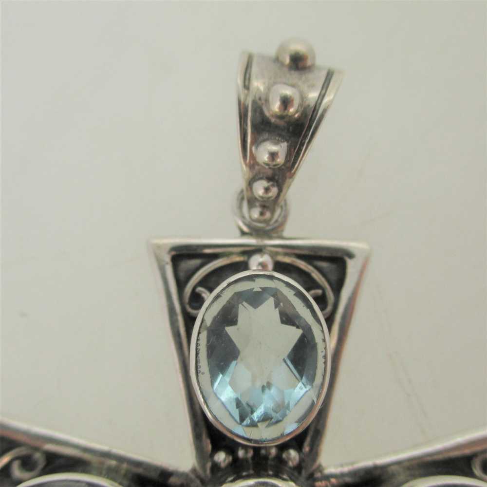 Sterling Silver Cross Pendent with Topaz, Moonsto… - image 2